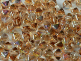 15x Czech Bicone 6mm Crystal Brown Rainbow