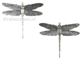 Trinity Brass pendant 49x43mm Dragonfly antique silver plated, x1