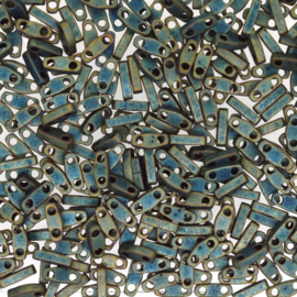 QTL-2008 Miyuki Quarter Tila Beads Matted Metallic Patina Iris, per 5 gram