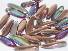 Dagger Bead 1-hole 5x16mm Crystal Copper Rainbow, per 20 stuks