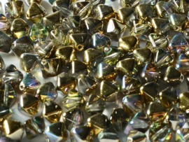 15x Czech Bicone 6mm Crystal Golden Rainbow