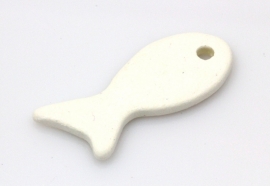 Keramiek wit visje hanger 34 bij 12mm per 4 stuks