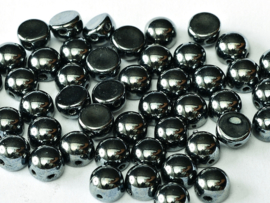 10x 2-Hole Cabochon 6mm Jet Hematite