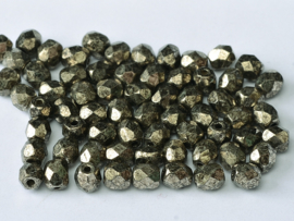 Fire polished 3mm Crystal Antique Chrome, 100 of 50 stuks, vanaf