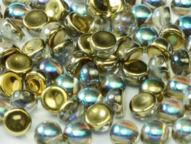 10x 2-Hole Cabochon 6mm Crystal Golden Rainbow