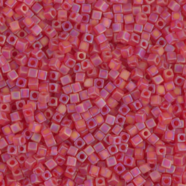 Miyuki Cube Beads 1,8mm Matted Transparent Light Orange/Red AB, per 10 gram