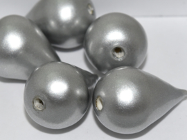 Paper Mache Drop 27x18mm Silver, per stuk