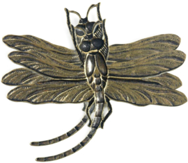 Trinity Brass pendant connector 47x35mm Dragonfly antique gold colored, x1