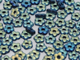 Flower Beads 5mm Jet Full AB Matted 25x