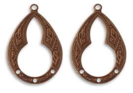 Vintaj Bohemian Teardrop 30x21mm, per 2 stuks