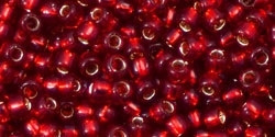 TR-11-0025C TOHO Rocaille 11/0 Silver Lined Ruby, per 10 gram