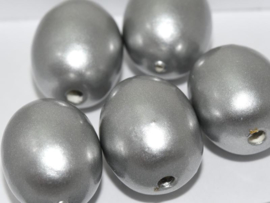 Paper Mache Olive 24x18mm Silver, per stuk