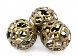 Filligraan ronde kraal bronze 18 mm gat 1.5mm per 10 stuks