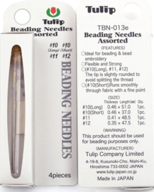 Tulip rijgnaald/beading needle assorti #10: 1x lang, 1x kort; #11: 1x lang, #12 1x