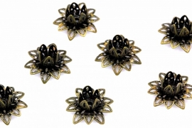 Kraalkap 16mm Waterlelie oudbronskleur, per 2 stuks
