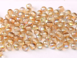 Tsjechisch/Czech rond 3mm Crystal Brown Rainbow, per 100 stuks