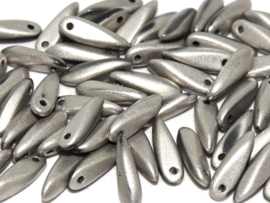 Dagger Bead 1-hole 3x11mm Jet Full Argentic Matted, per 25 stuks