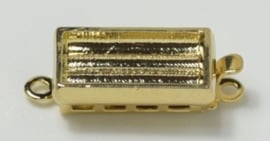 Claspgarten 13x7mm Schuifslot met 1 oog 23KT Gold Plated, per stuk