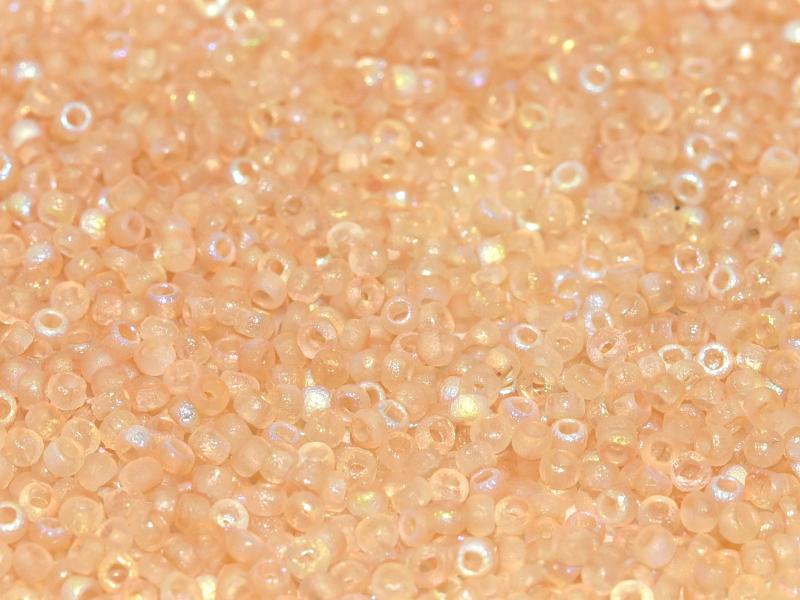 00030/98581 Czech Rocaille 11/0 Crystal Etched Yellow Rainbow, per 10 gram