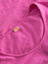 Basic magenta T-shirt met ronde halslijn roze