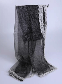 Zwarte doorzichtige sjaal met rhinestones