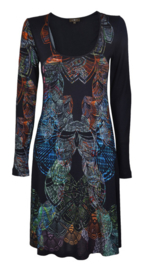 Surkana zwarte jurk met kleurrijke print
