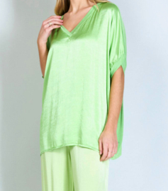 Groene oversized v-neck plain blouse