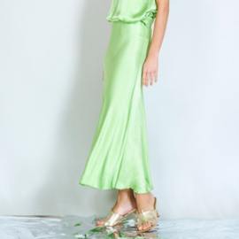 Groene lange plain satin skirt