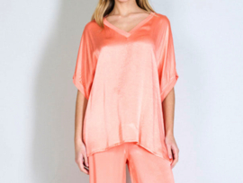 Zalm oversized v-neck plain blouse