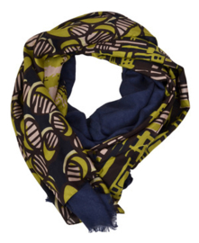 Maliparmi patchwork patroon sjaal donkerblauw