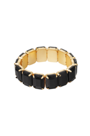 Set Glamour ketting-armband-oorstekers-zwart/goud