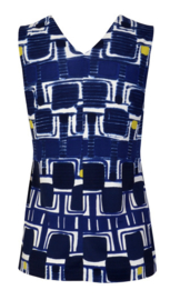 Maliparmi blauwe blouse met een geometrisch patroon