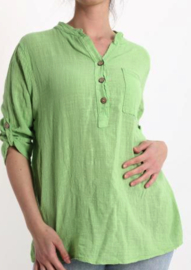 Groene katoenen blouse met v-nek