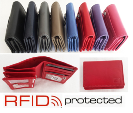 Klein lederen portemonneetjes met veel ruimte. RFID protectie.