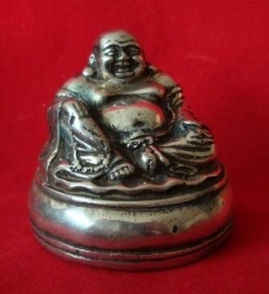 Lachende Boeddha (silverplated brons)