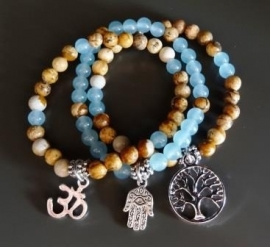 Bedelarmbandje met Levensboom, Aum of Gelukshandje