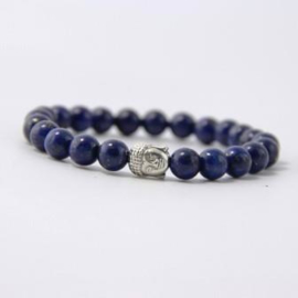 Lapis Lazuli armband met zilverkleurige Boeddhakraal