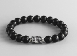 Tibetaanse armband van zwarte Onyx met gebedsmolen