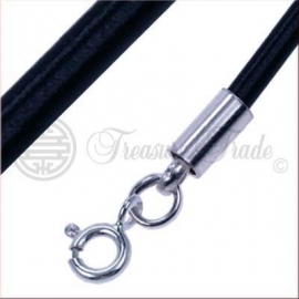 Veter ketting zwart met zilveren slotje, 45 cm.