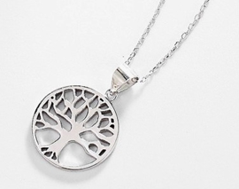Levensboom hanger van zilver, met ketting