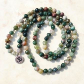 Agaat mala ketting of armband met Ohm bedel