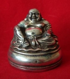 Lachende Boeddha (silverplated brons)