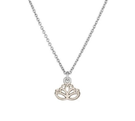 Lotus zilverkleurig aan ketting, op cadeaukaartje