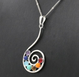 Chakra hanger aan ketting, verzilverd, exclusief design