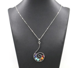 Chakra hanger aan ketting, verzilverd, exclusief design