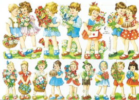 Nostalgische Poezieplaatjes  EF 7029 Bloemenkindjes