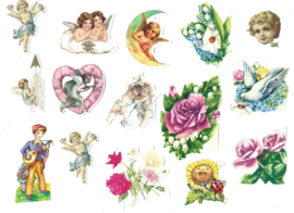 Nostalgisch klein blikje gevuld met  poezieplaatjes 4