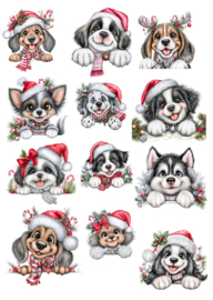 Stickervel grote stickers Kersthondjes