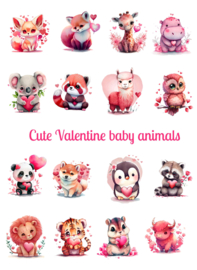 Stickervel Cute Valentine baby animals