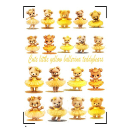 A4 Stickervel Cute little yellow ballerina teddybears
